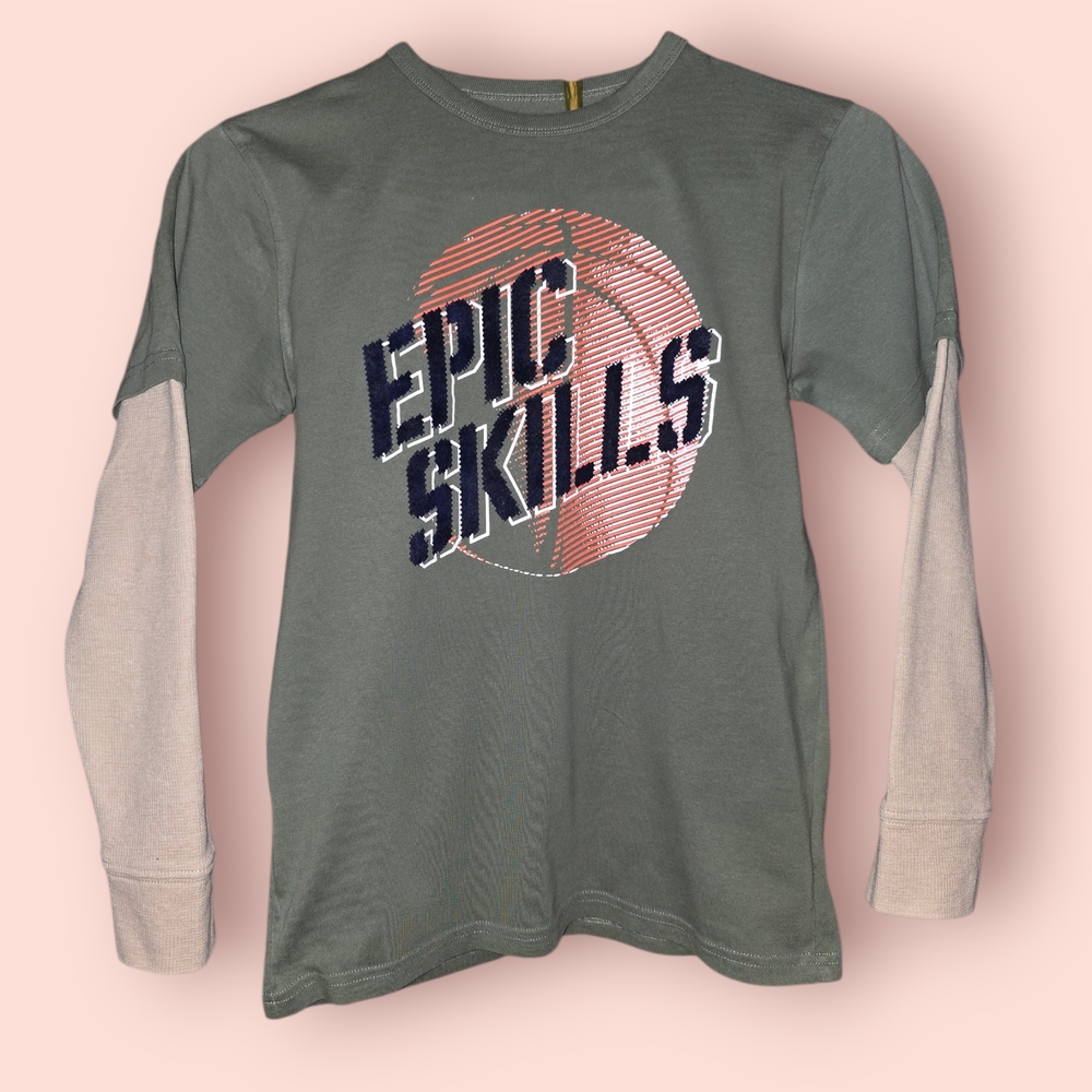 ^ Place Long Sleeve Shirt "Epic Skills" - Green and Tan